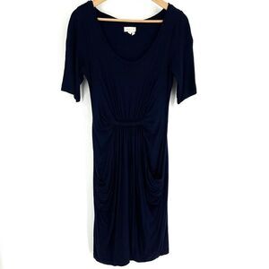 Anthropologie Meadow Rue Dress Size Small Navy Chignon Jersey Draped Twisted